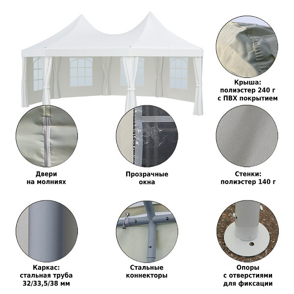 Шатер-беседка 1052 2,5х2,5х2,5х2,5х3,4м полиэстер, Green Glade